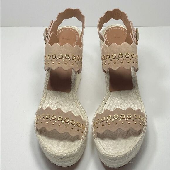 Chloe suede Espadrille Platform Wedge Sandals - Picture 2 of 10